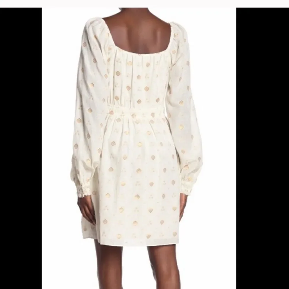 Joie mianda white and gold peasant mini dress
